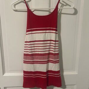 Ann Taylor Loft Large Red and White Striped Spaghetti Strap Sleeveless Top